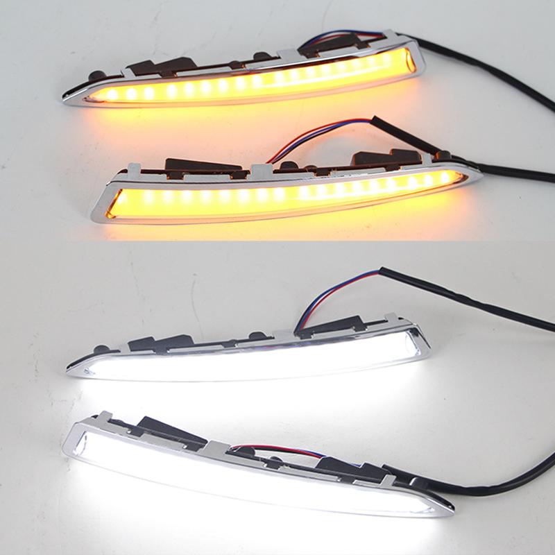 Car led Daytime Running Light DRL daylight For Ford Kuga Escape 2013 2014 2015 2016 2017 with yellow turn signal Fog lamp