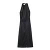 Summer European and American women's clothing yellow neck halter pleated Midi dress