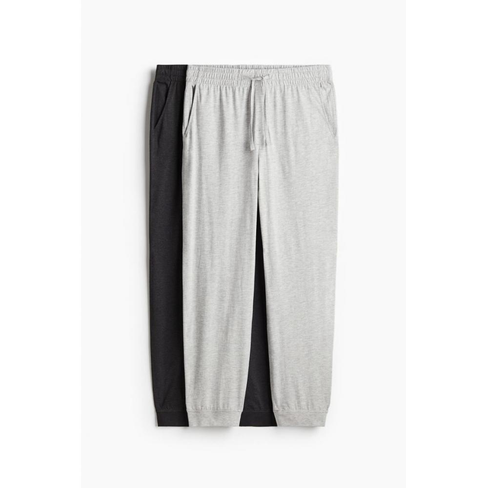 H M Jersey Jogger Pants Regular Fit 2 Piece Set Grey Melange