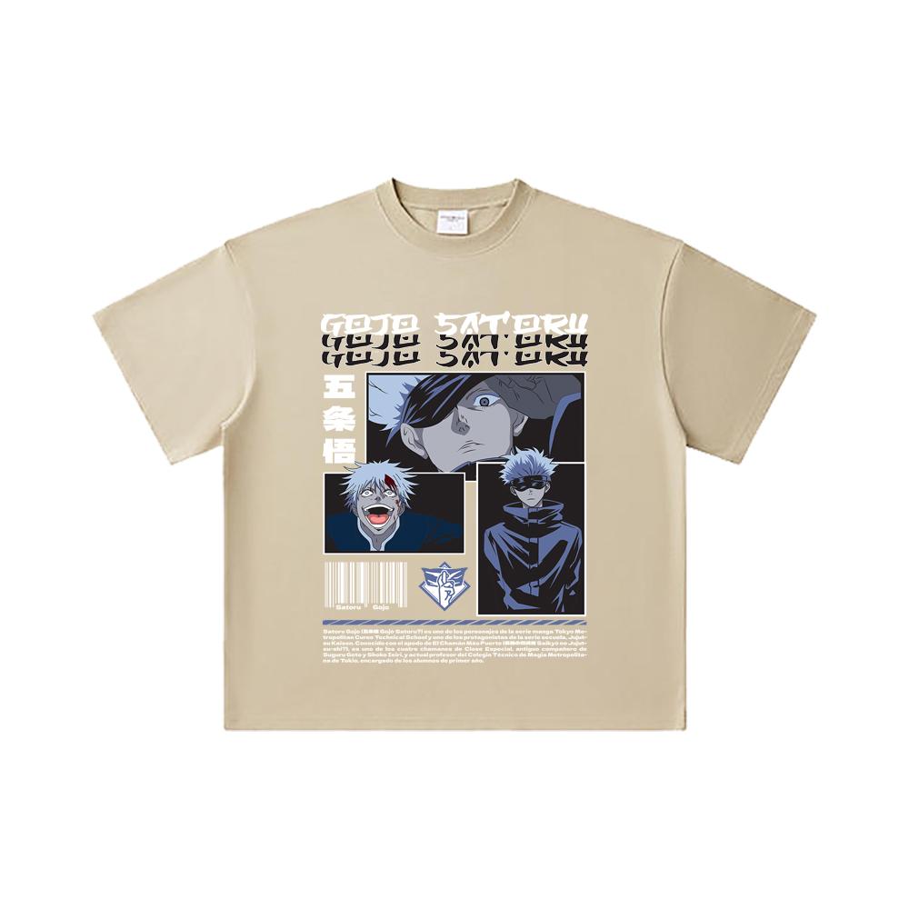 260 GSM Doppelgarn 32er Zählung 100% Baumwolle Jujutsu Kaisen V26 Gojo Druck Unisex Schweres Baumwoll-T-Shirt