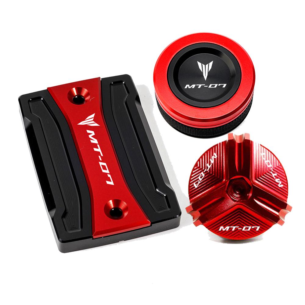 For Yamaha MT07 TRACER MT-07 2014-2022 Motorcycle Cylinder Cover Front Rear Brake Fluid Reservoir Cap Oil Filler