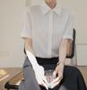 Shirt Blouse Short Sleeve Silky Dress Shirt Summer Loose Fit Large Size No Iron Washable Neat Plain Simple Body Cover Slimming Office Casual Fashion