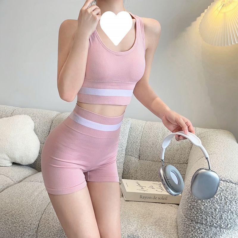 Damset med magkontrollerande sportbehå och yogabyxor: Vadderad, Utan bygel, Figurnära