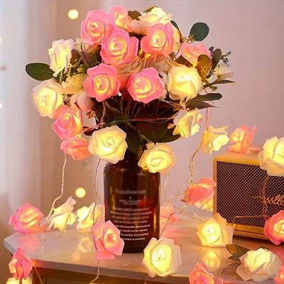 LED-Rosen-Dekorations-Lichterkette, weiß-rosa Valentinstag-Hochzeitsgebrauch, Raumdekoration Nachtlicht, Muttertagsgeschenk