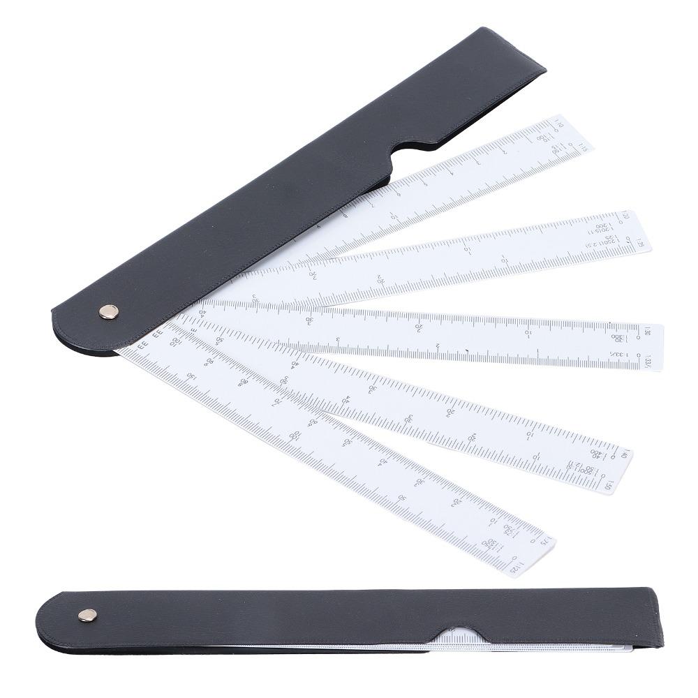Foldable Design Fan Shaped Ruler Plastic Scale Tools Durable Architect Scale Ruler Clothing Design
