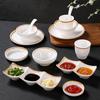 Melamine Dual-Compartment Dipping & Sauce Dish - Imitation Porcelain Tableware for Hot Pot & Barbecue