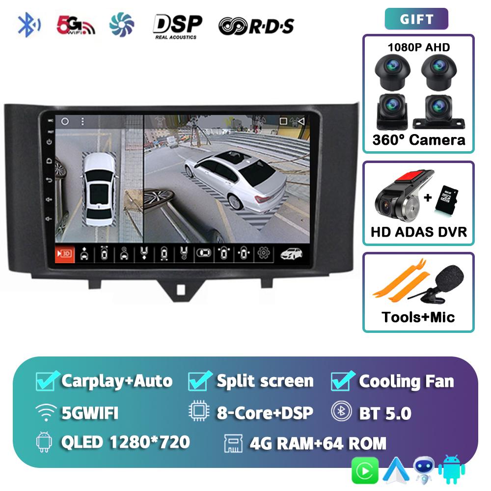 Android 14 Carplay Auto Car Raido For Mercedes Benz Smart Fortwo 451 2010-2015 Multimedia Video Player Autoradio GPS 4G Stereo