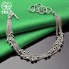 Korean 925 Sterling Silver Multi-Bead Bracelet With OT Clasp Fashion Versatile Jewelry Accessories For Women Birthday Party Gift