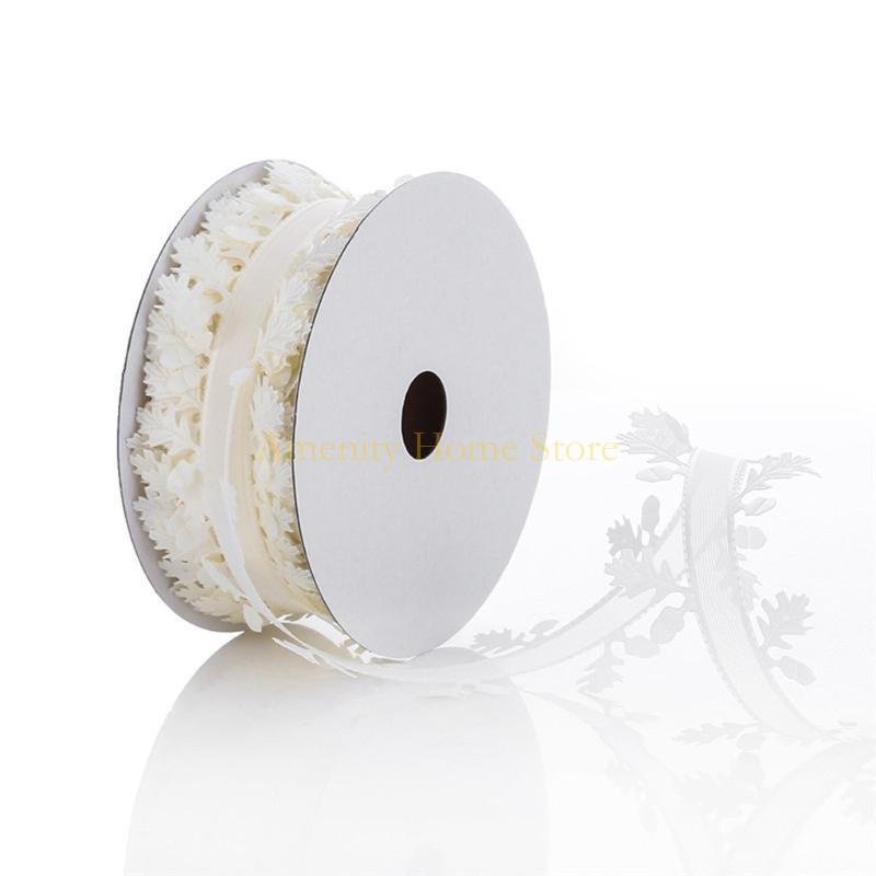 F26C 21Yards Leaves Ribbon 40mm Wide Wrapping Ribbons for Wedding Christmas Packaging