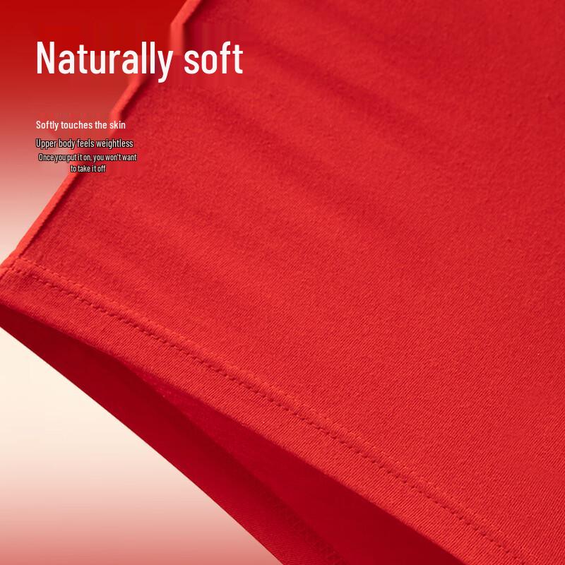 Yiershuang Men's 100% Cotton Lucky Red Boxer Briefs 4-Pack