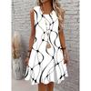 Dámské oblečení velikosti 3XL Plus Size, Street fashion mini šaty s 3D potiskem, Letní bez rukávů, Kulatý výstřih, Volné, Ležérní dámské šaty