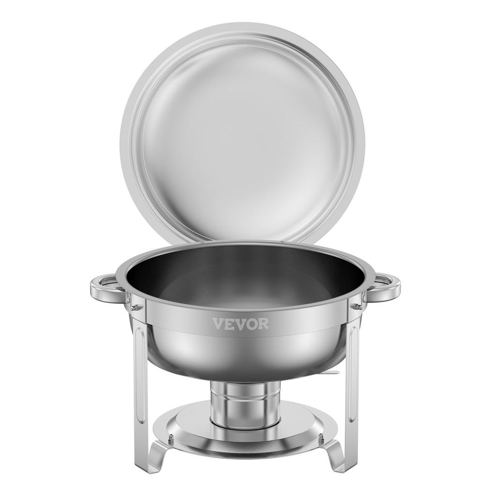 5 Qt 2 Pack Round Chafing Dish Buffet Set Full-Size Pan Stainless Steel