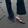 Fashion New Sexy Women's Sandals Summer Low Heel Pointed Thin Strap Strap Buckle Slippers Fashion Temperament Commuter Heel Sandals