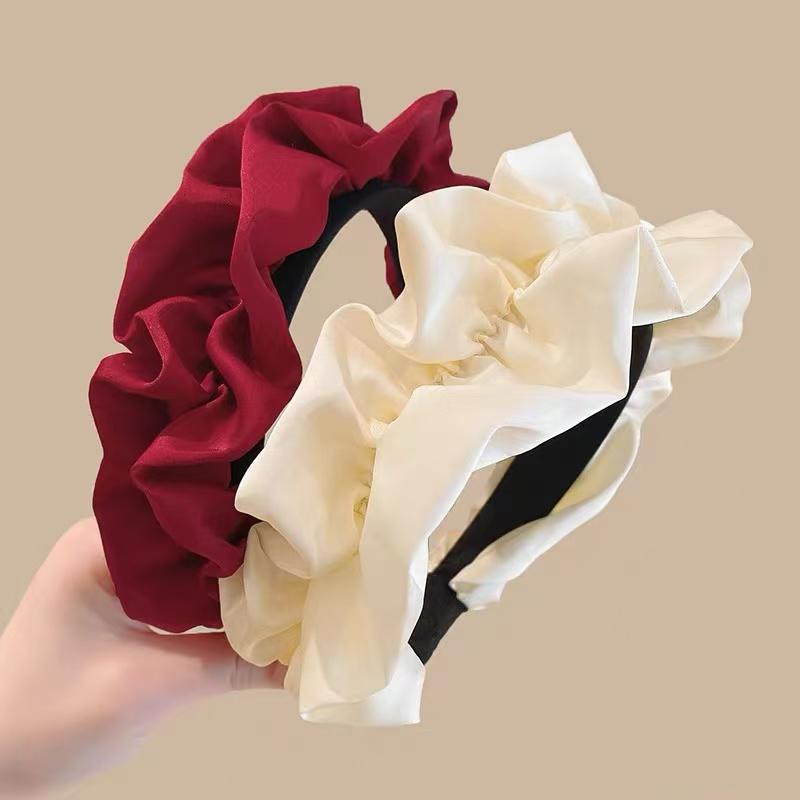 Solid Color Wide-brimmed Pleated Headband for Women Elegant Face Wash Hairband Fashion Girl Hair Accessories hair tie