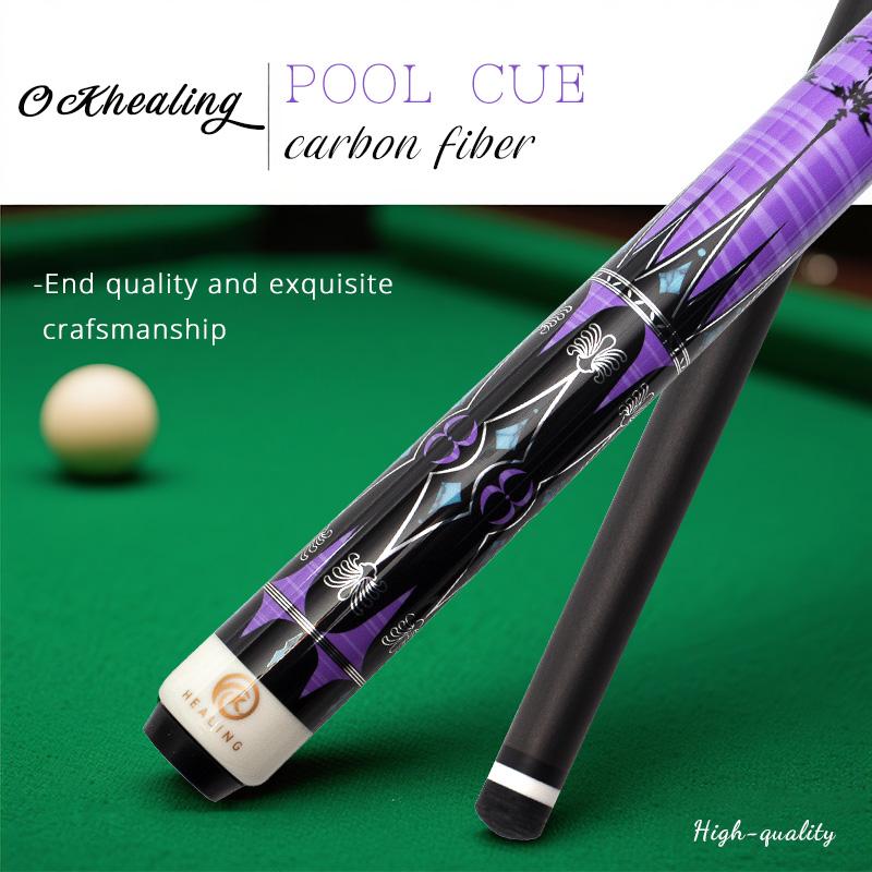 OKHEALING Carbon Fiber Pool Cue Black Technology Billiard Cue Sticks 11.8mm Tip Radial Pin Joint 147cm/58inch Length 19oz Weight, Purple