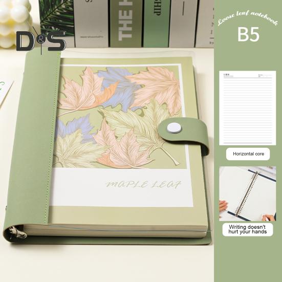 A5 B5 Binder Notebook 120 Pages Artificial Leather Cover Lined Loose-leaf Notebook Metal Snap Personal Journal