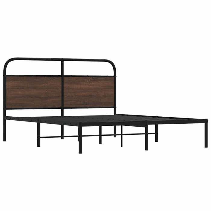 VidaXL Bed Frames Without Mattress 150x200 Cm Brown Oak, Bedroom Furniture, Double Bed, Slatted Base, Bed, Frame of 4100309