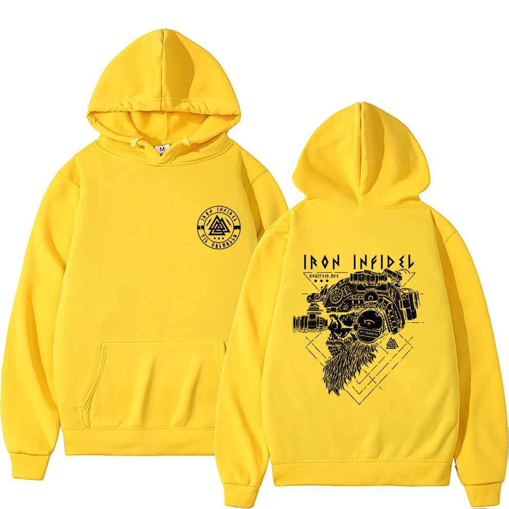 

IRON INFIDEL Bone Print Men Hoodie Outdoor Street Fitness Running Retro Hip-hop Rock Horror Jersey Sports Long-sleeve Sweatshirt 3XL