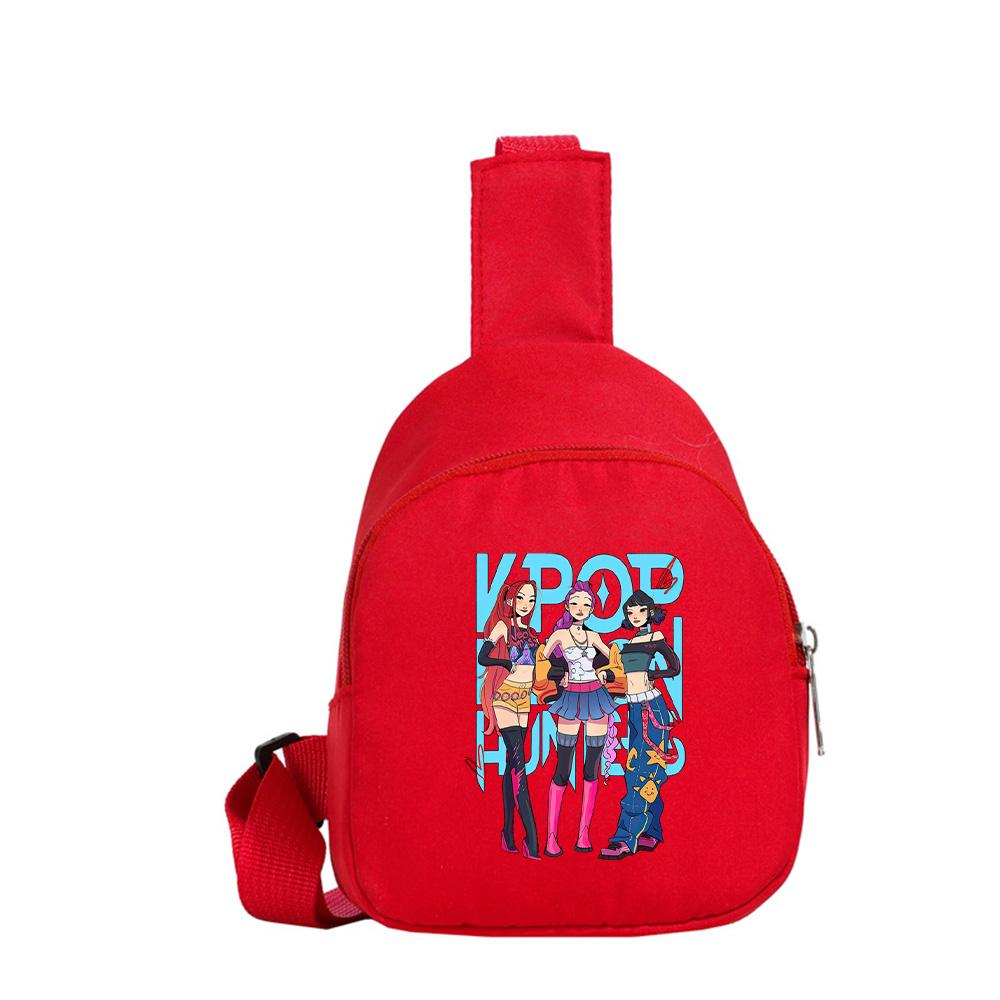 Cartoon Anime K-Pop Demon Hunters Printed Kawaii Chest Pack for Boy Girl Shoulder Bag Student Portable Crossbody Pouch Christmas Gift