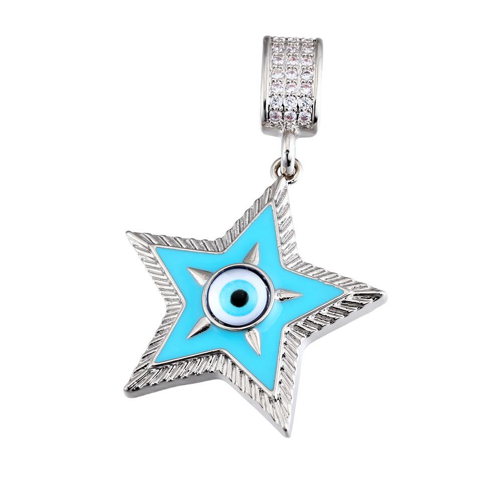 18K Gold Plated Devil's Eye Heart & Star Pendant Necklace