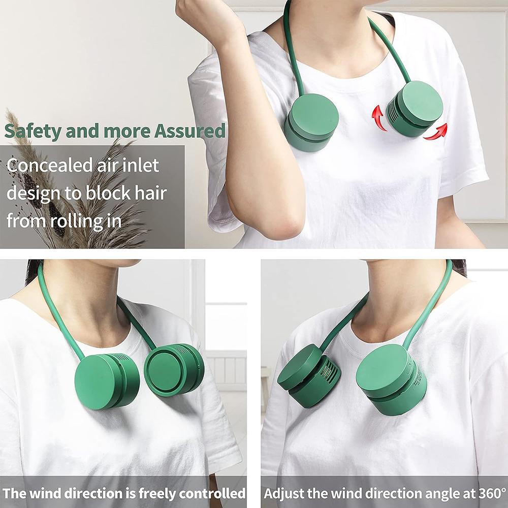 Portable Neck Fan Personal Neck Fan Hanging Neck Sports Fan USB Rechargeable Wearable Cooling Head Fan 360 Degrees For Travel Sp