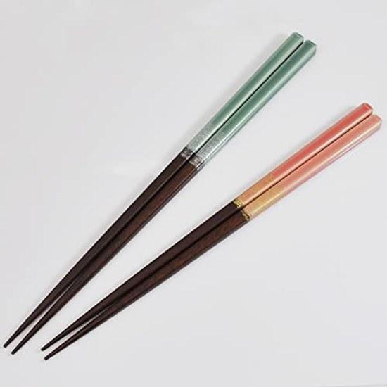 pair couples chopsticks lacquered paulownia box chopstick rest Honoka 2 sets made Japan.