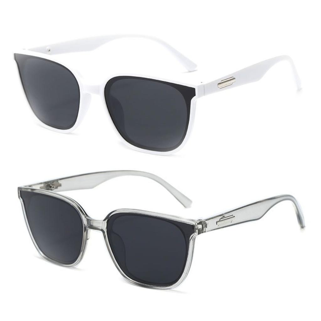 2PCS Korean Sunglasses Fashion Polarized Anti Ultraviolet Sun Glasses for Men Women Eyewear