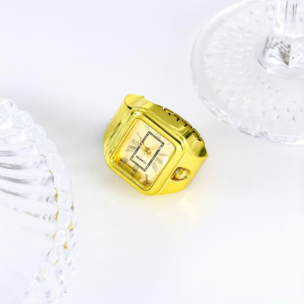 Square ring watch, minimalist finger watch, quartz watch, couple watch, creative ring watch