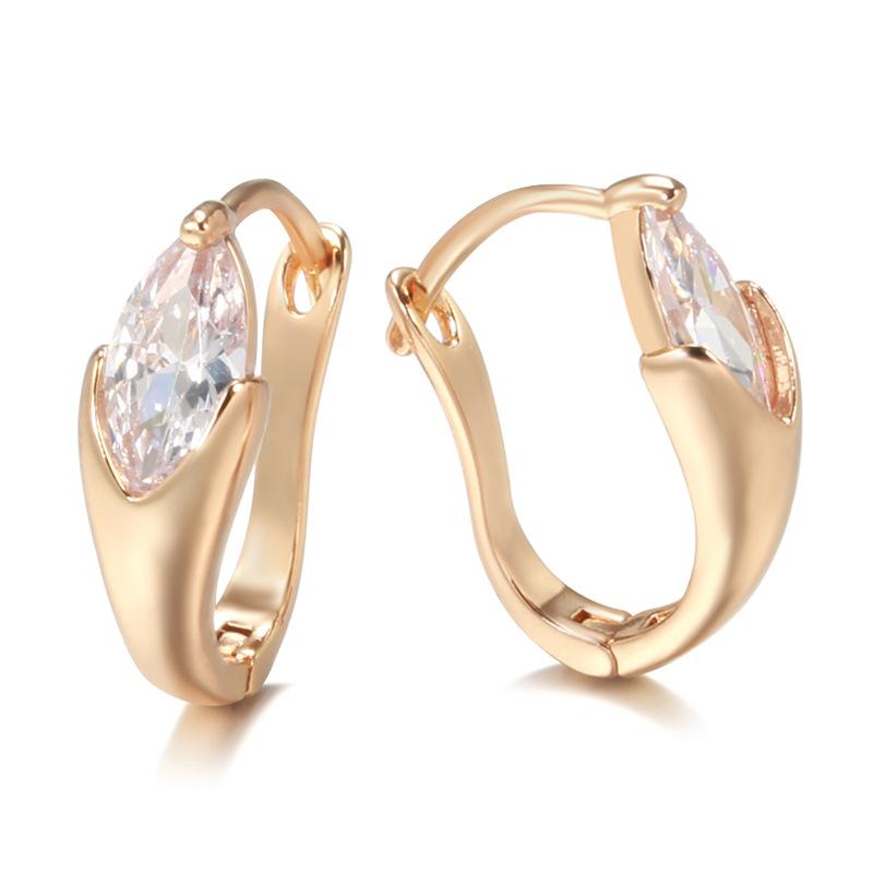 Stylish rose gold earrings, simple classic zircon women s earrings, jewelry