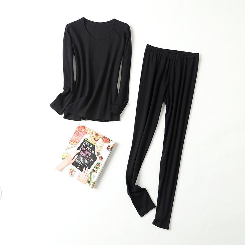 

Женское нижнее белье Yuyue: Теплый костюм из шелка и хлопка в чистом цвете, двухсторонняя вязка, осенний комплект из шелка и хлопка сорта «Mulberry» L чёрный