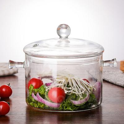 Glass Cooking Pan Healthy Heat-resistant Transparent Cooking Soup Glass Milk Pot with Lid