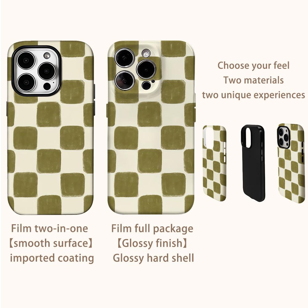 Olive Square Phone Case for IPhone 16 15 14 13 12 11 X XS XR XSMAX 7 8 Pro Max Plus Double-layer Back Cover