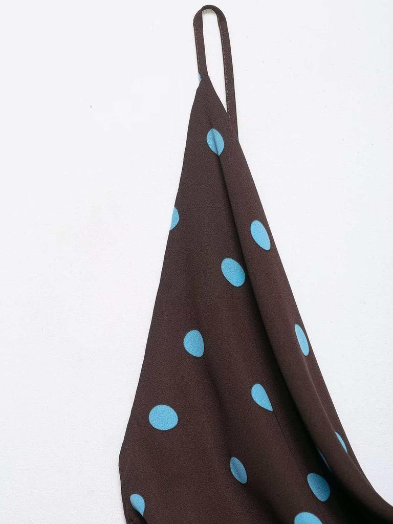 Retro Blue Polka Dot Spaghetti Strap Tank Top for Women - Summer 2026 Collection