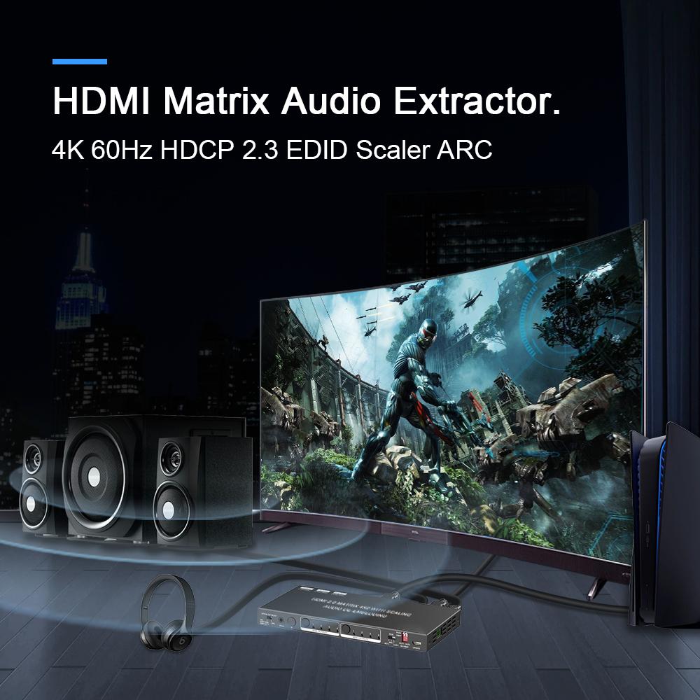 4x2 4K HDMI Matrix Switch with EARC 4K60Hz HDR for Conference Room AV System