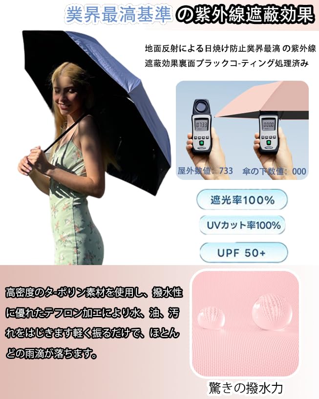 Folding automatic opening and closing design to prevent reversal and jumping 220g 6 ribs Easy to carry UV protection light heat blocking Teflon