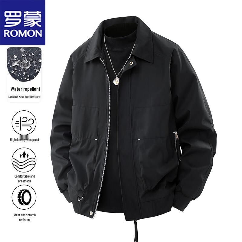 ROMON Men's Casual Turn-down Collar Jacket