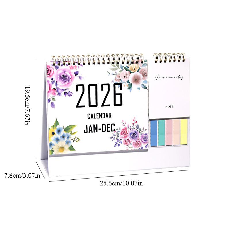 2026 English Desk Calendar Pocket Notebook Labels 12 Months 2026 Monthly Schedule Planner Desktop Calendar Send a 1pcs Pen