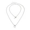 Salircon Trendy Exquisite Imitation Pearl Pendant Choker Necklace Women Punk Minimalist Silver Color CCB Beaded Chain Jewelry