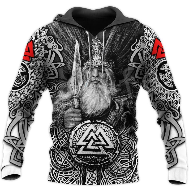 2024 Nuova Felpa con Cappuccio 3d Stampa Viking Harajuku Pullover Felpa con Cappuccio da Uomo Oversize Vintage Abbigliamento Maschile Autunno Manica Lunga