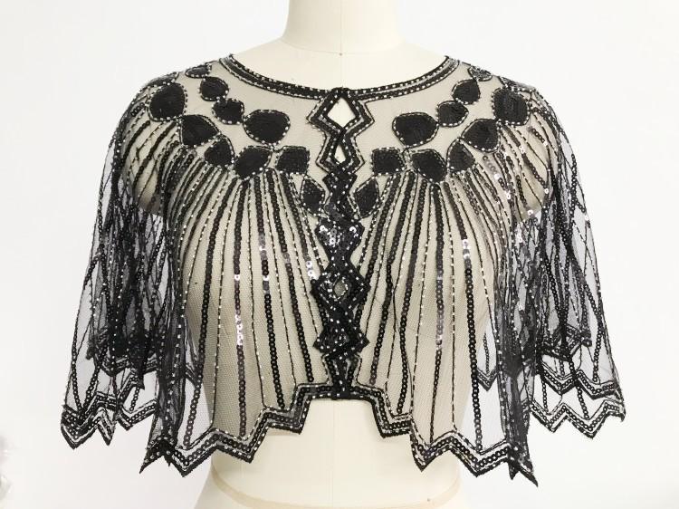 Top Xale de Noite Feminino Vintage Anos 1920 com Lantejoulas e Contas