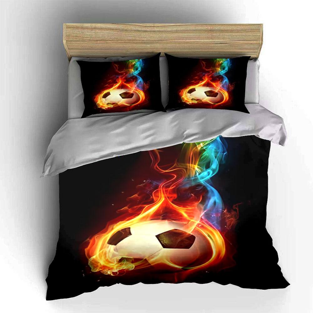Flaming soccer ball design. Bedding sets Duvet cover sets Duvet covers Pillowcases(1 * Duvet Cover 2 * Pillowcases without duvet insert)