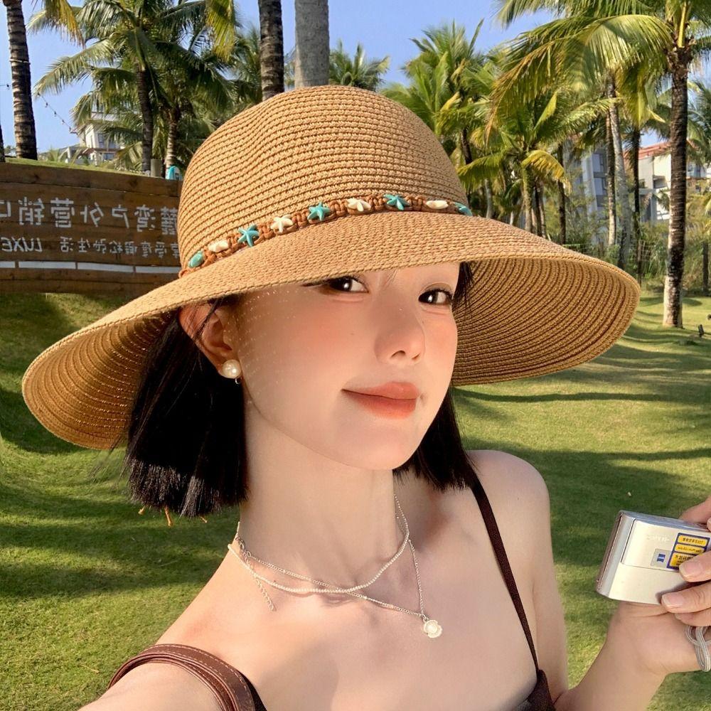 Sun Protection Woven Hat Wide Brim Sunshade Hat New Straw Hat  Seaside Beach