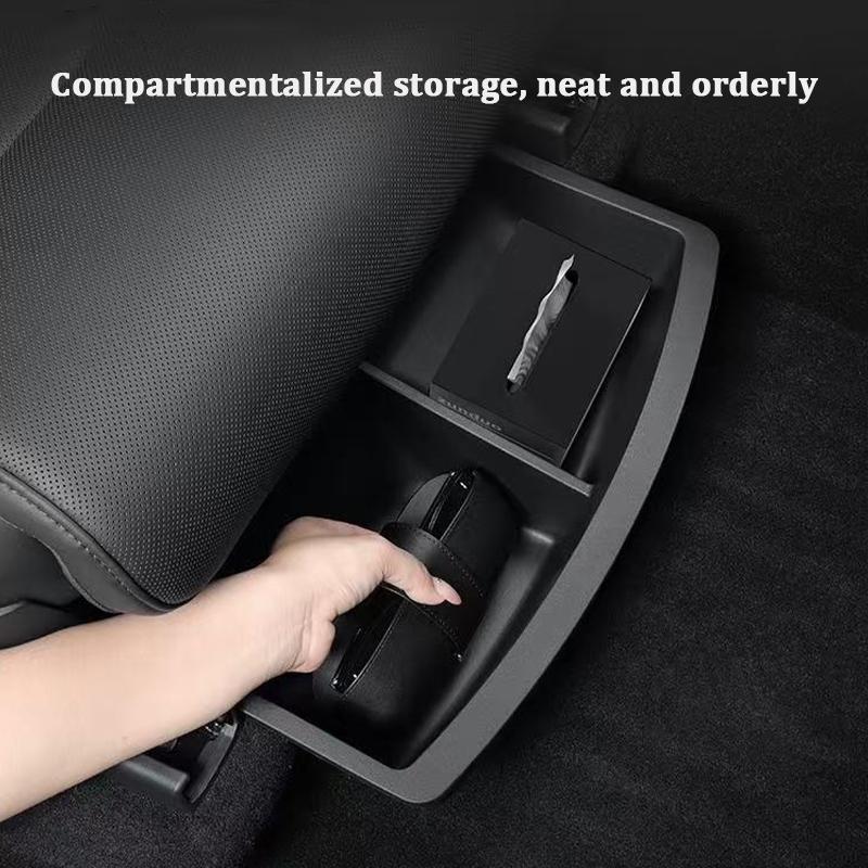 Under Seat Storage Box For Tesla Model YL 6-Seats 2026 TPE Drawer Seat Lower Front Rear Organizer Tray Trash Can Car Accessories