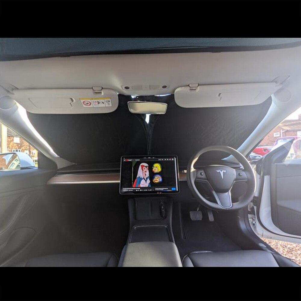 Car Windshield Sun Shade Covers Visors Front Window Sunscreen Protector Design For Tesla Model 3 Y Sunshade Accessories