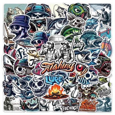 10/50 STK Kule Skull Fishing Stickers Lua Lure Fishing Graffiti Stickers for DIY Bagasje Laptop Skateboard Motorsykkel Sykkel Sticker