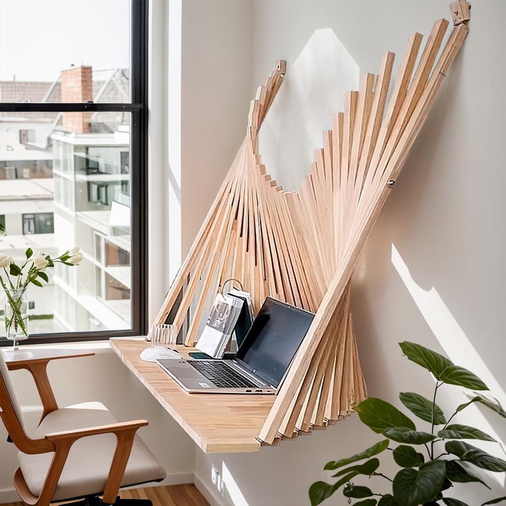 80cm*60cm Folding Desk Wall Mounted Wall Table Creative Hanging Wall Table Solid Wood Computer Folding Table Home Decoration