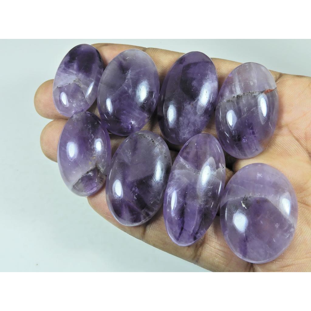 418Cts. Natural Amethyst Lace Agate Oval Cabochon Loose Gemstone 08 Pcs Lot C-3935