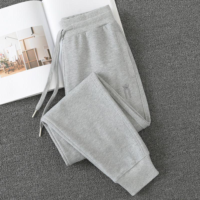 Casual plus Velvet White Spring and Autumn Sports Pants