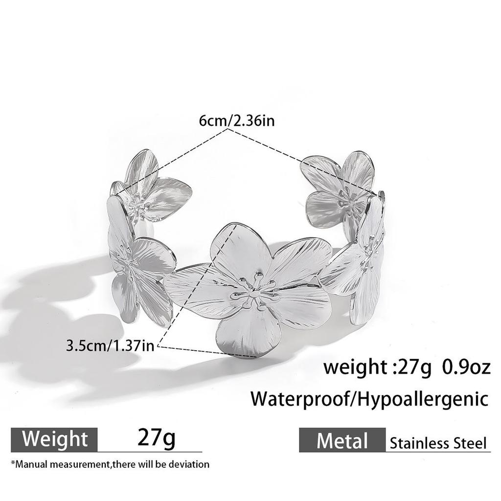 European & American Ocean Style Stainless Steel Bracelet with Starfish, Seashell, Coral Flowers, and Natural Stone Bangle Hand Jewelry.