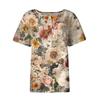 Women's Fashion Casual Short Sleeve Print Round Neck Pullover Top Blouse
